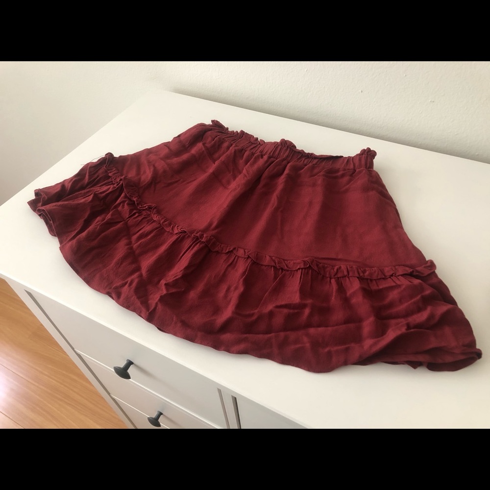 SUNDAY BEST maroon ruffle skirt